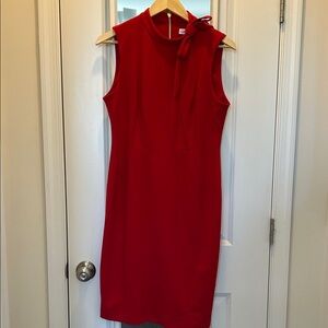 Calvin Klein Red Bow Accent Midi Dress